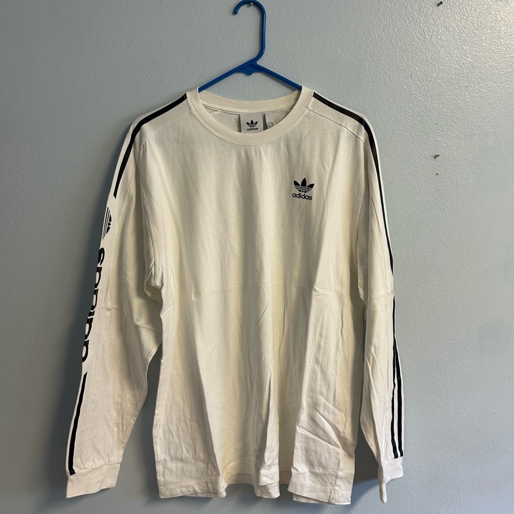 Adidas White Long Sleeve Tee with Trefoil Logo